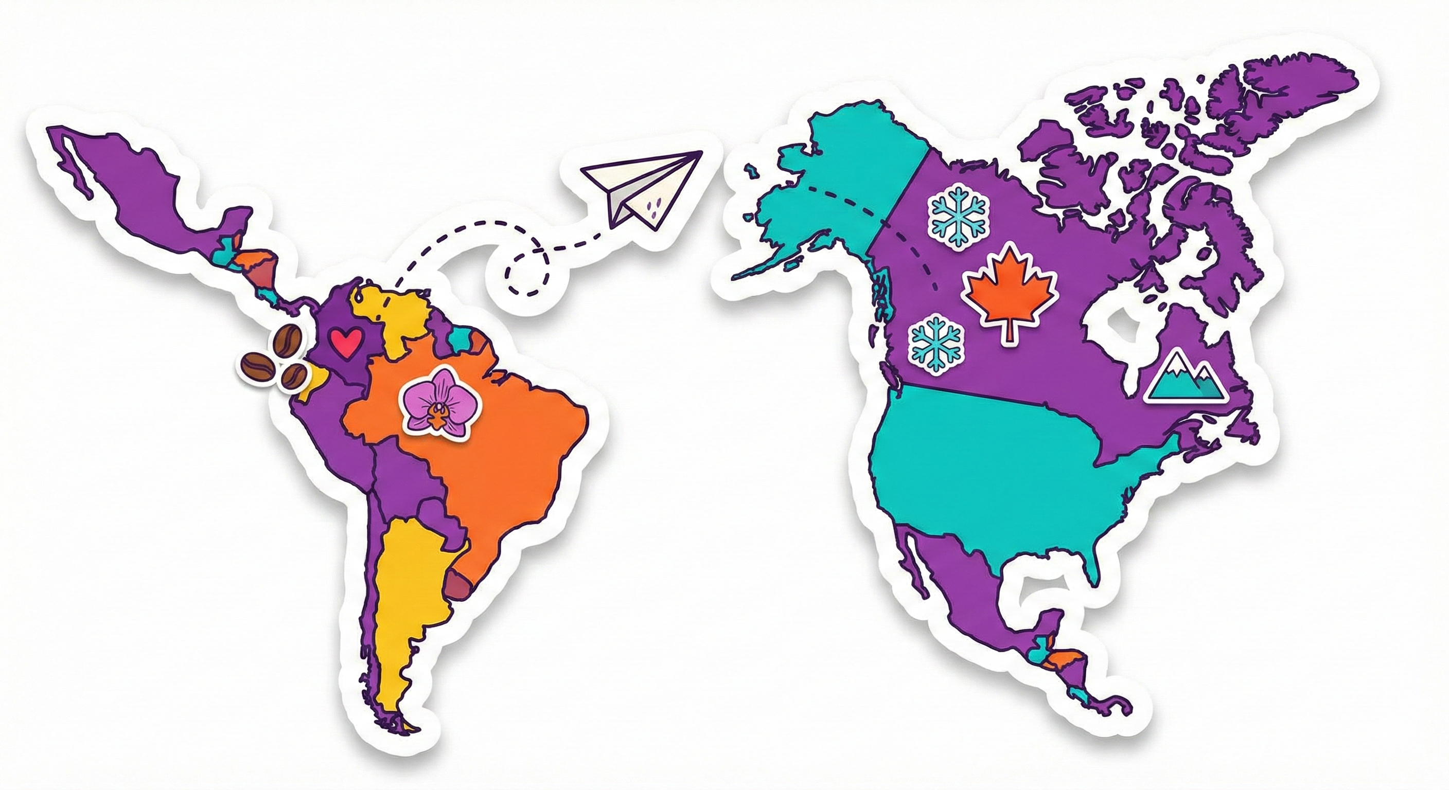 Mapa Colombia a Canadá